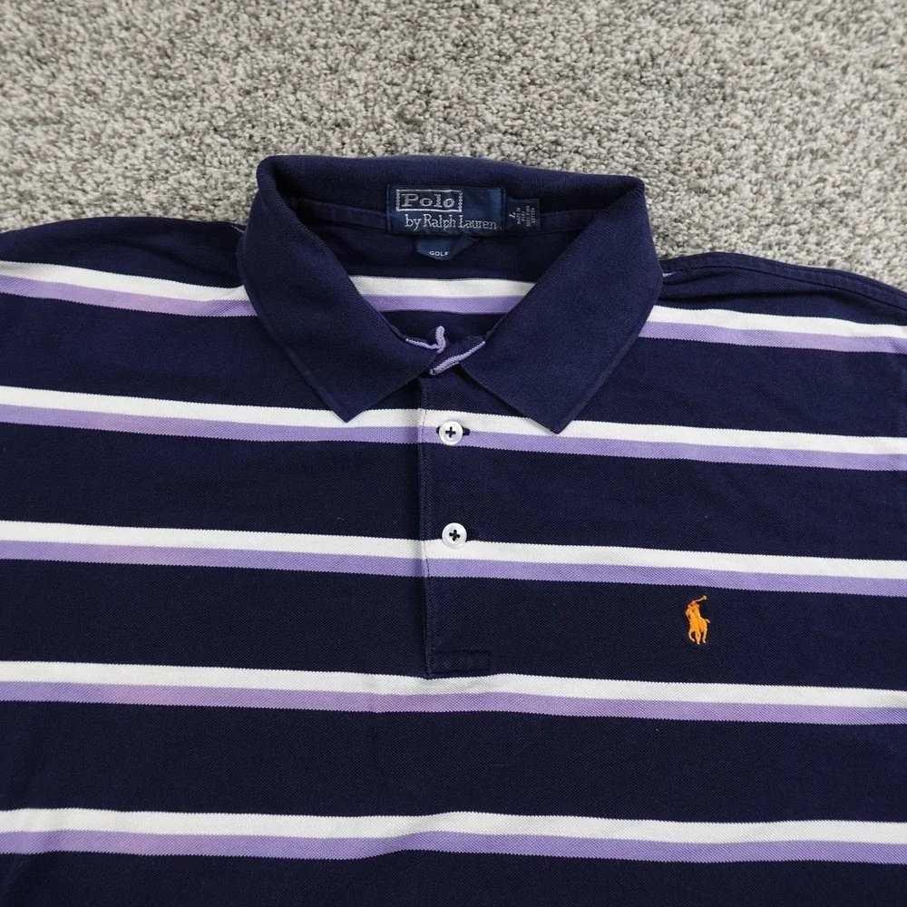 VTG Polo Ralph Lauren Polo Shirt Mens L Blue Golf Fit Pony Casual Preppy 90s Y2K